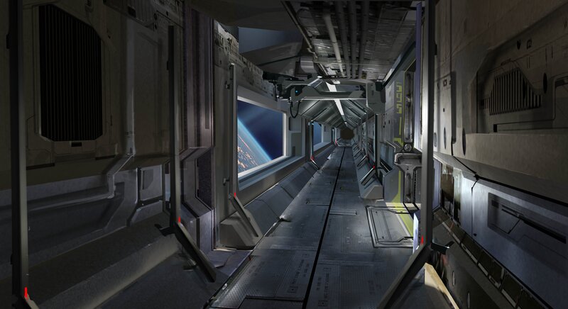 space station corridor view