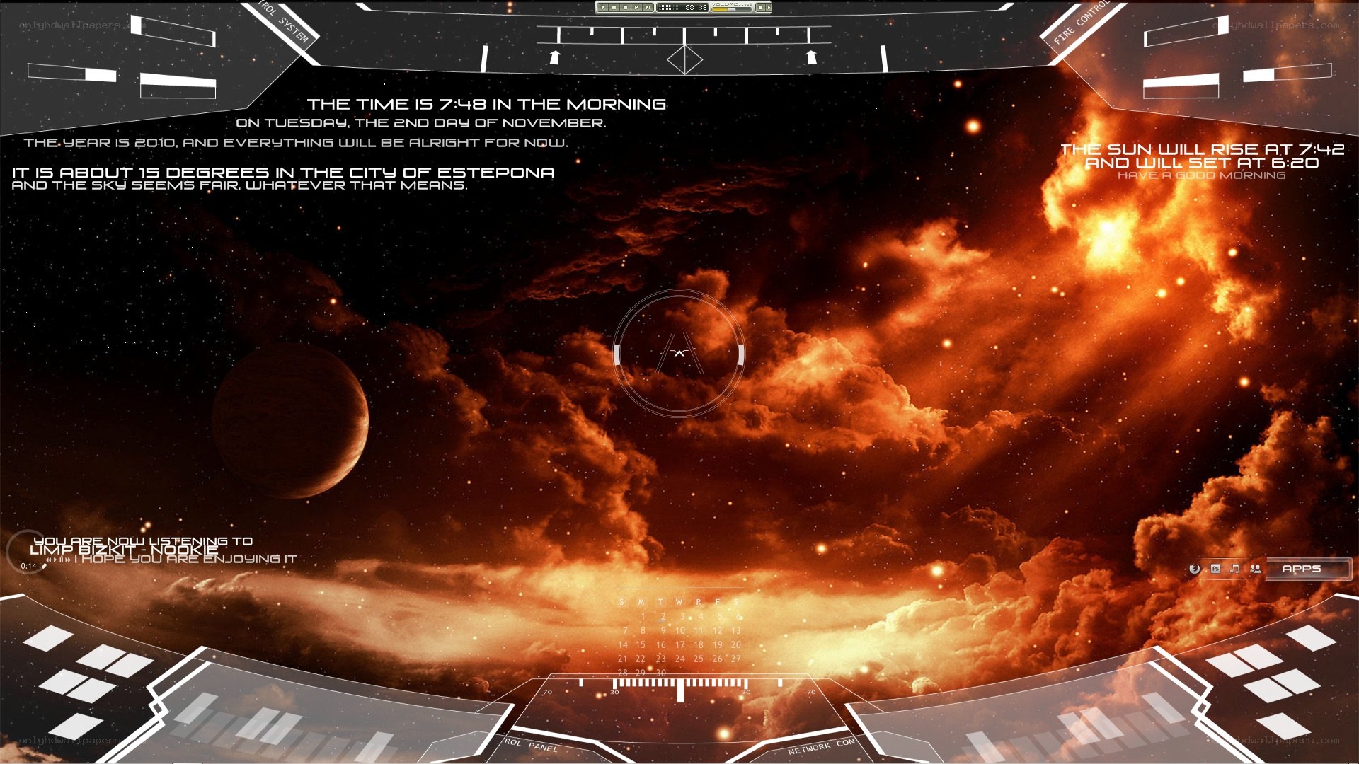 space station dashboard view