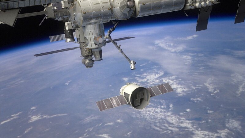 Space station docking maneuver