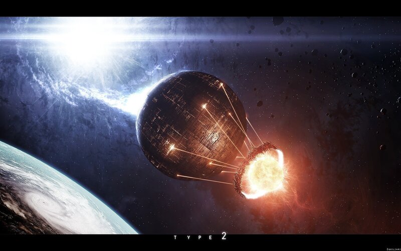 Space Station Explosion — Black, Dramatic, Digital Art