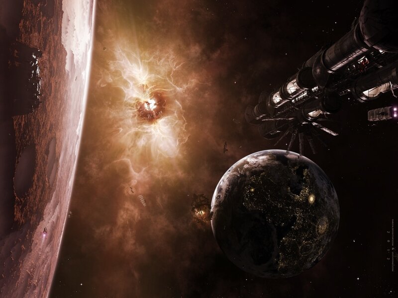 Space Station Explosion — Brown