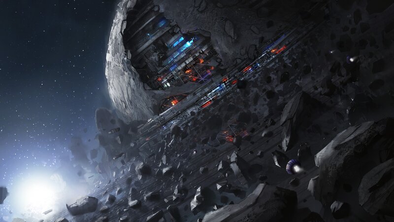 Space Station in Asteroid