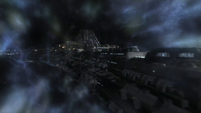 Space Station in Clouds — Black