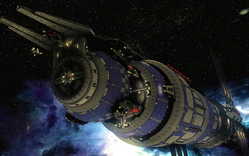 space station in nebula