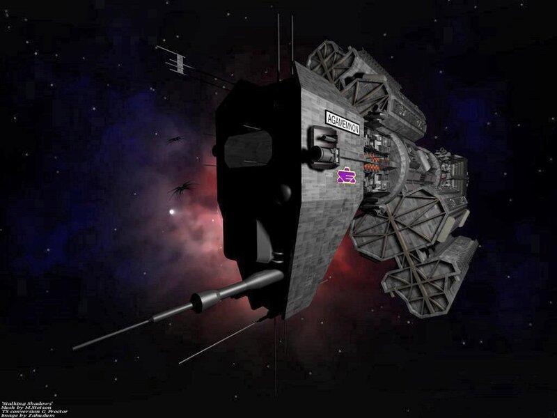 Space Station in Nebula — Black, Dark