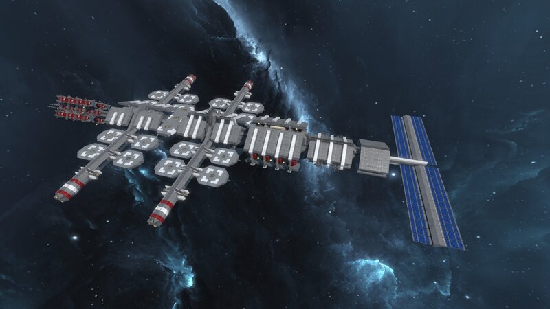 Space Station in Nebula — Gray