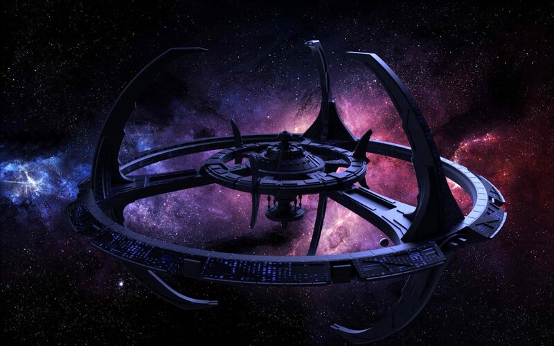 Space Station in Nebula — Purple, Cosmic