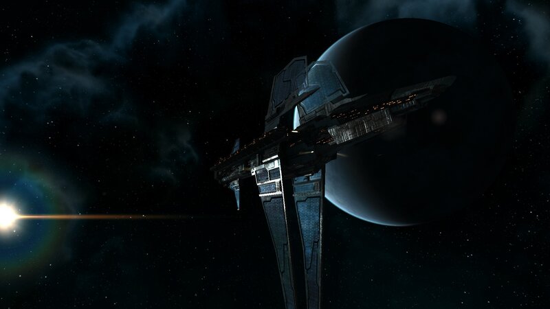 Space Station in Orbit — Black, Dark