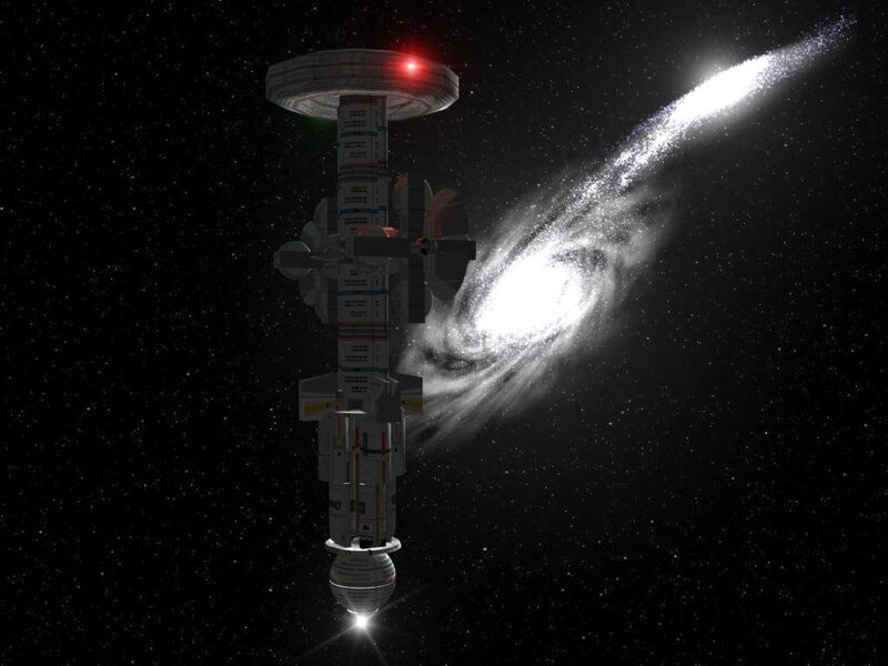 Space Station in Orbit — Black, Dramatic, 3d Render