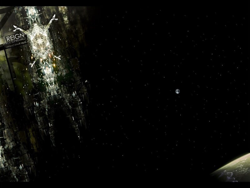Space Station in Orbit — Black, Dramatic, Night, Digital Art