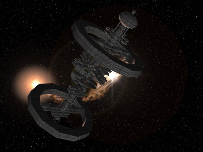 Space Station in Orbit — Black, Dramatic, Night