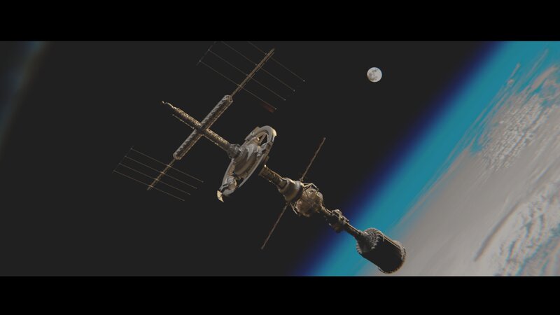 Space Station in Orbit — Black, Serene, 3d Render