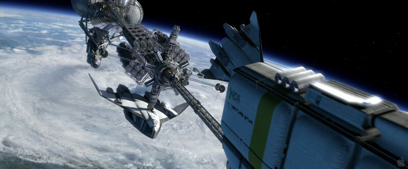 Space Station in Orbit — Blue, Dramatic, Digital Art, Earth, Satellite