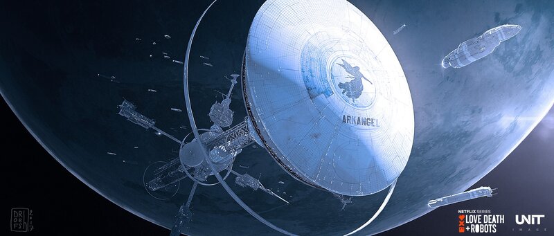 Space Station in Orbit — Blue, Dramatic, Night, Digital Art, Planet, Spaceships