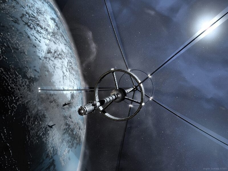 Space Station in Orbit — Blue, Dramatic, Night