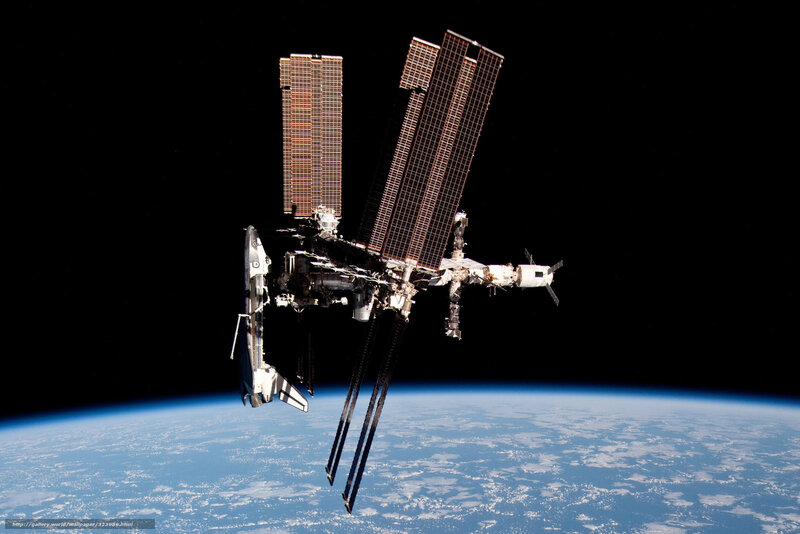 Space Station in Orbit — Blue, Dramatic, Photograph, Earth