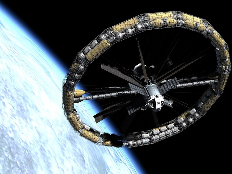 Space Station in Orbit — Blue, Dramatic