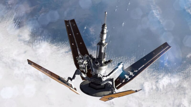 Space Station in Orbit — Blue, Serene, 3d Render, Solar Panels