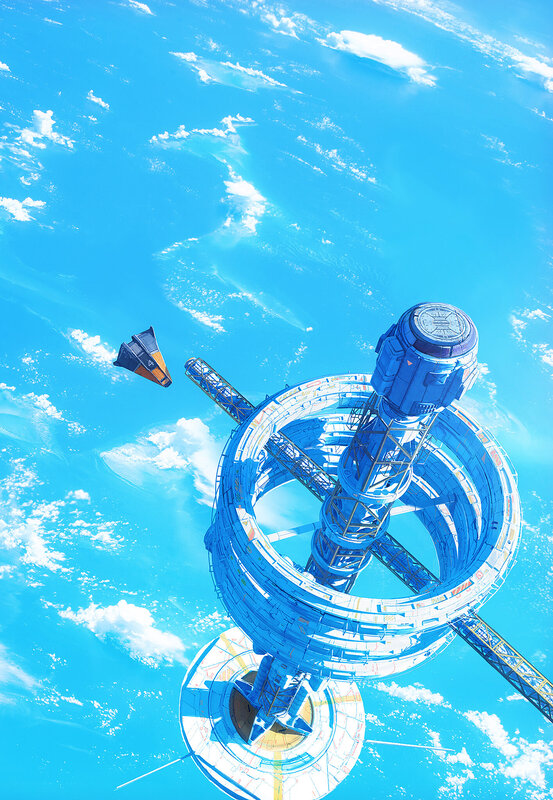 Space Station in Orbit — Blue, Serene, Afternoon