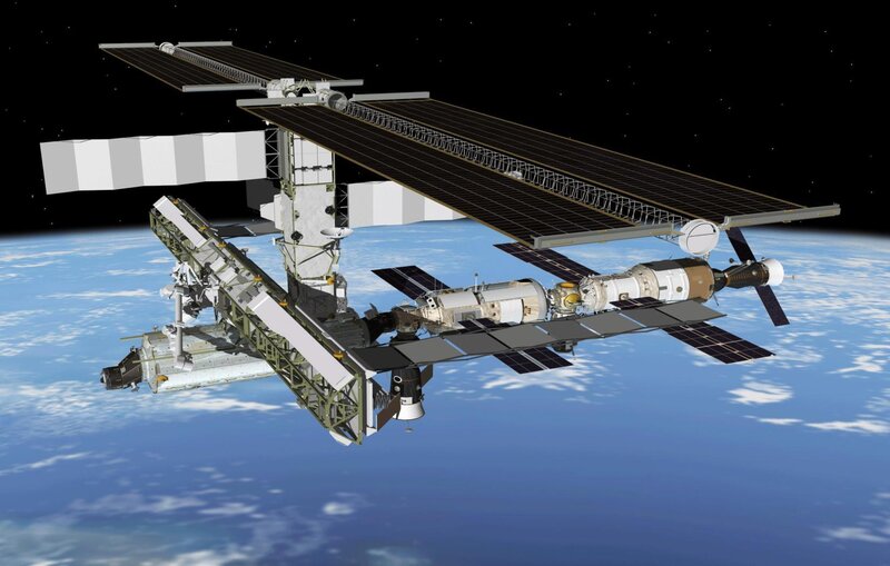 Space Station in Orbit — Blue, Serene