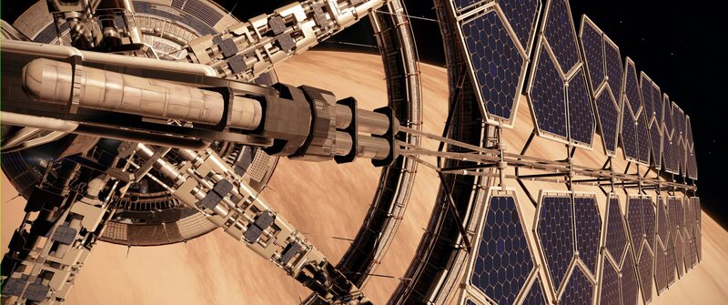 Space Station in Orbit — Brown, Dramatic