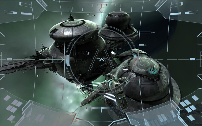 Space Station in Orbit — Green, Dramatic