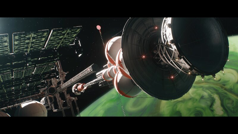 Space Station in Orbit — Green