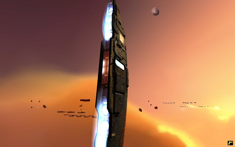 Space Station in Orbit — Orange