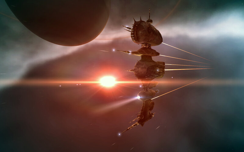 Space Station in Orbit — Red
