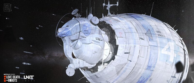 Space Station in Orbit — White, Dramatic, Night, Digital Art