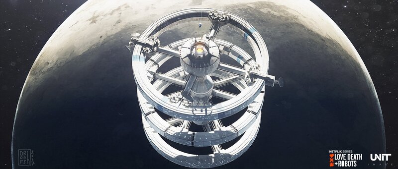 Space Station in Orbit — White, Dramatic, Night
