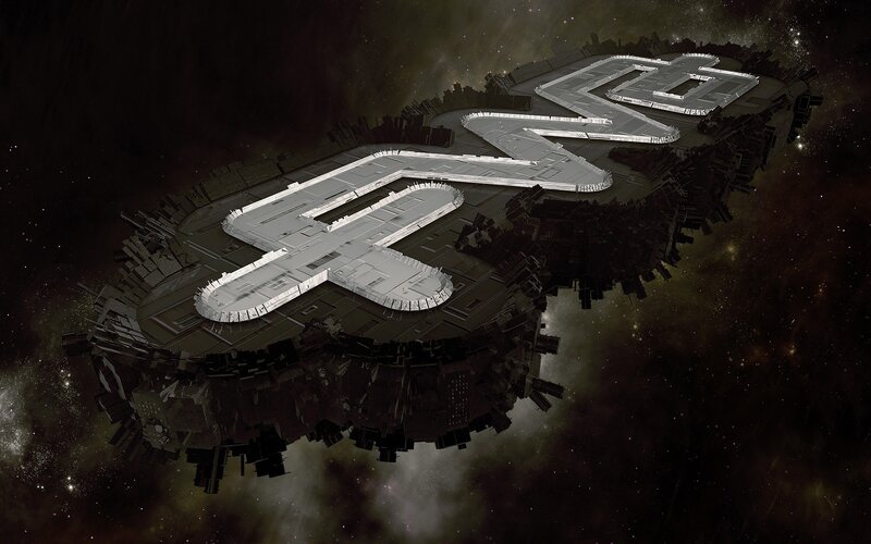 space station in the shape of a logo