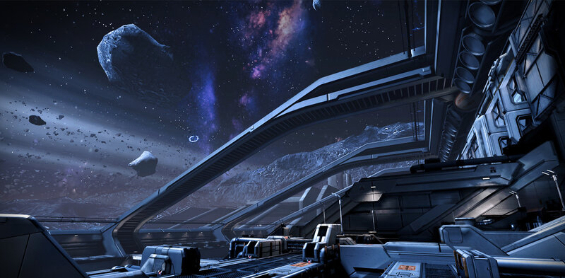 Space Station Interior — Blue, Dramatic