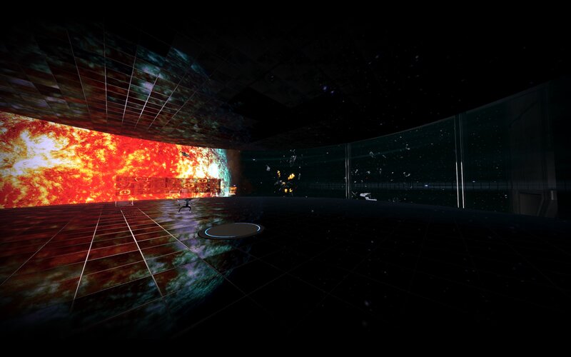 space station interior with sun view