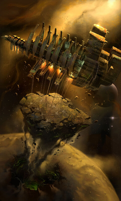 Space station mining asteroid