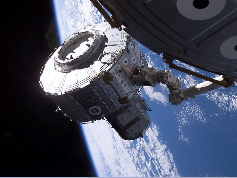 Space station module in orbit
