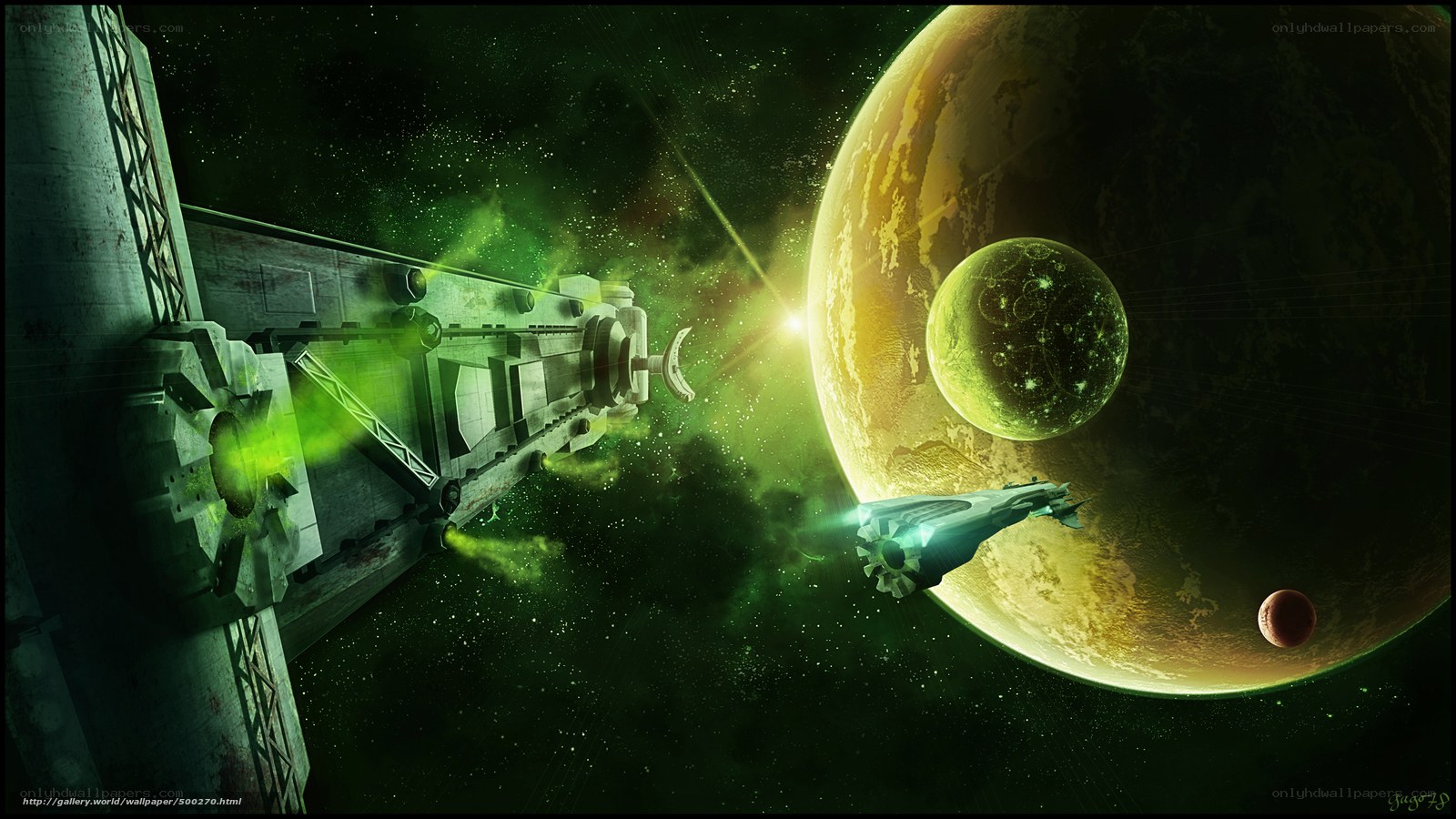 Space station near alien planet