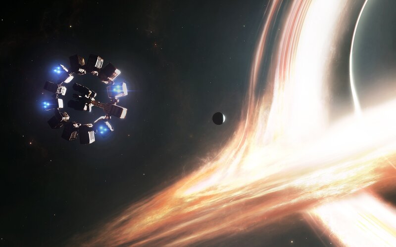 Space Station Near Black Hole — Dramatic, Digital Art