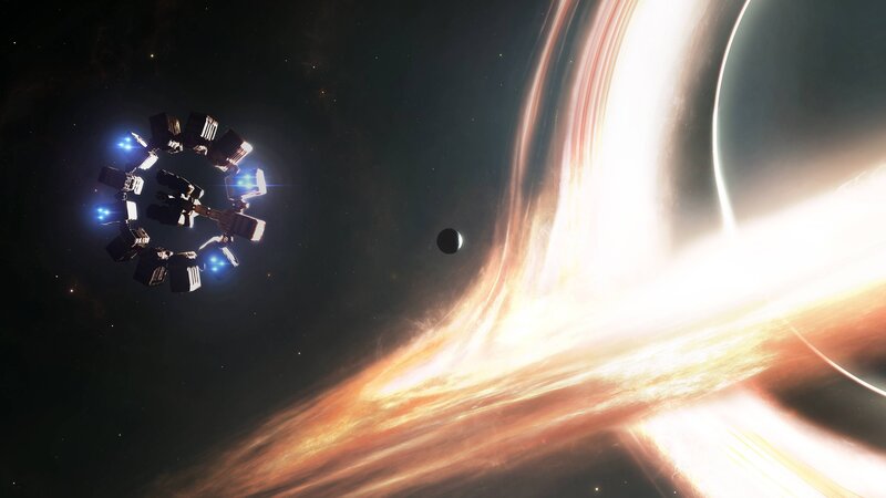 Space Station Near Black Hole — Dramatic