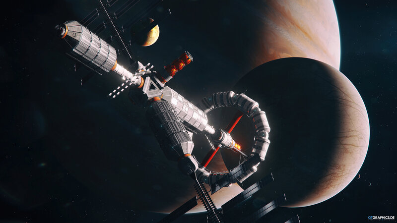 Space Station Near Gas Giants