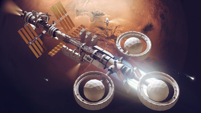 Space Station Near Mars — Brown
