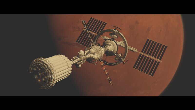 Space Station Near Mars — Red