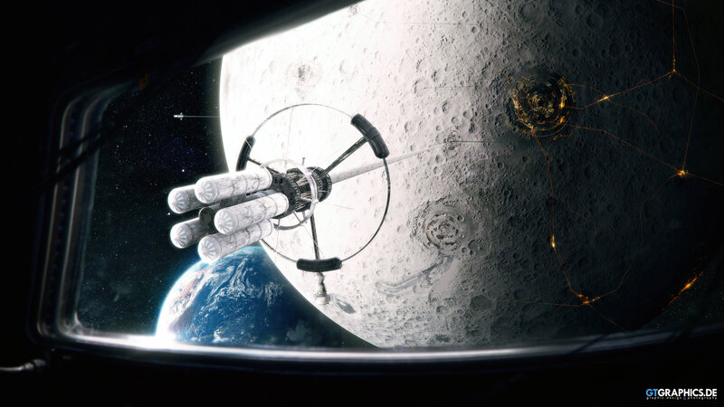 Space Station Near Moon