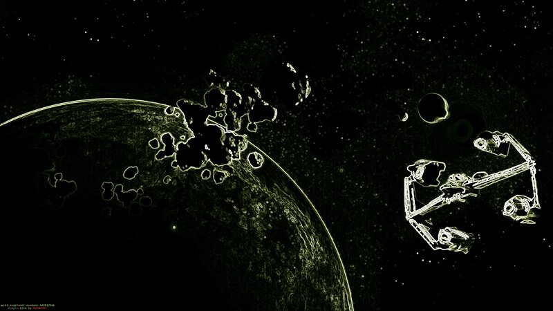 Space Station Near Planet — Black, Dramatic