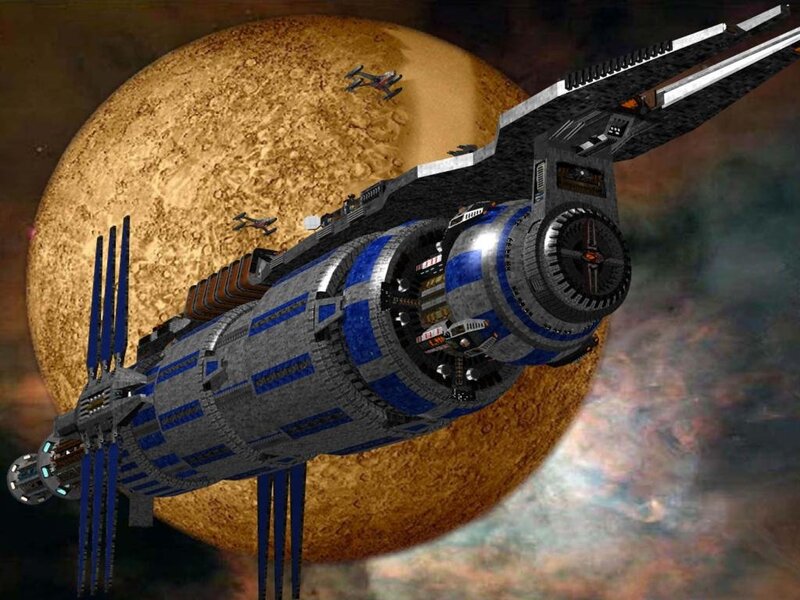 Space Station Near Planet — Gray
