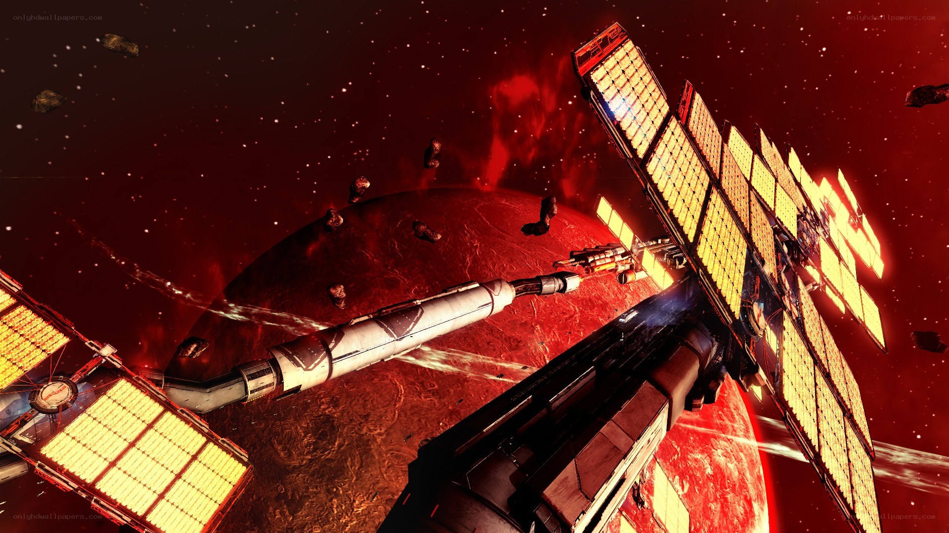 space station near red planet