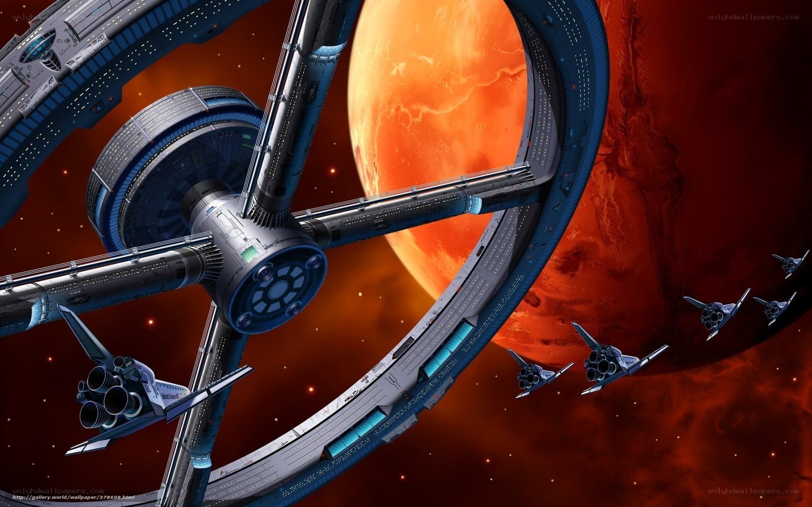 Space station near red planet