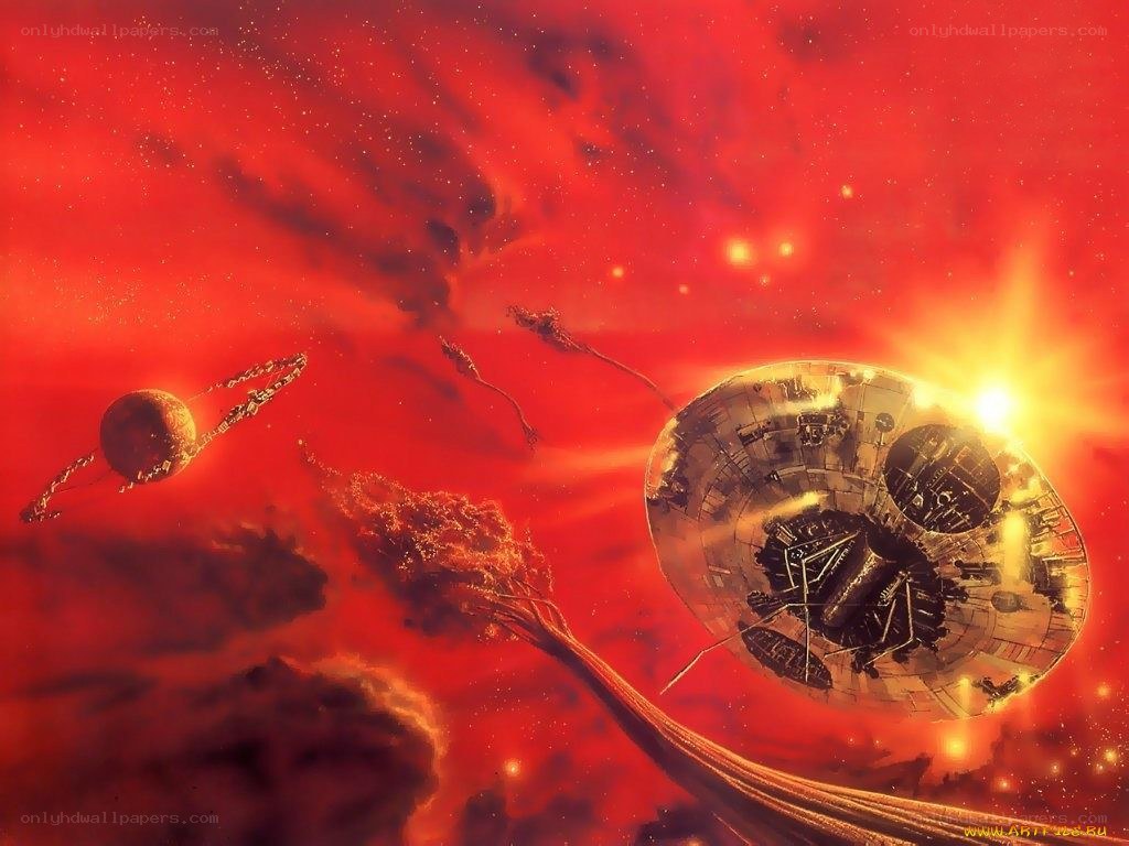 space station near red star