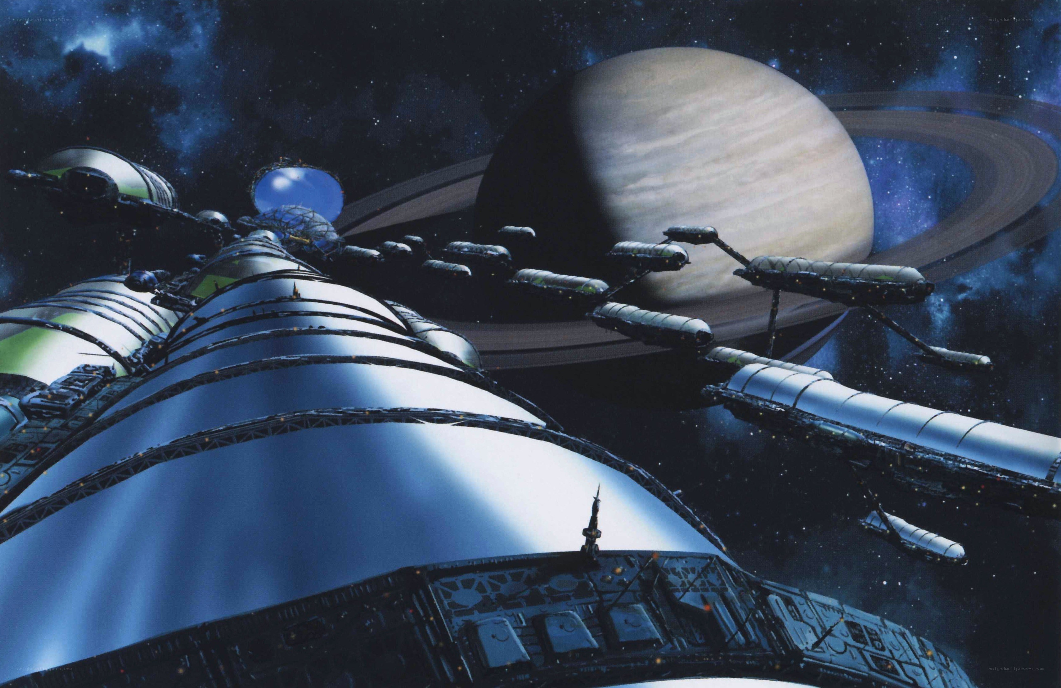 space station near ringed planet