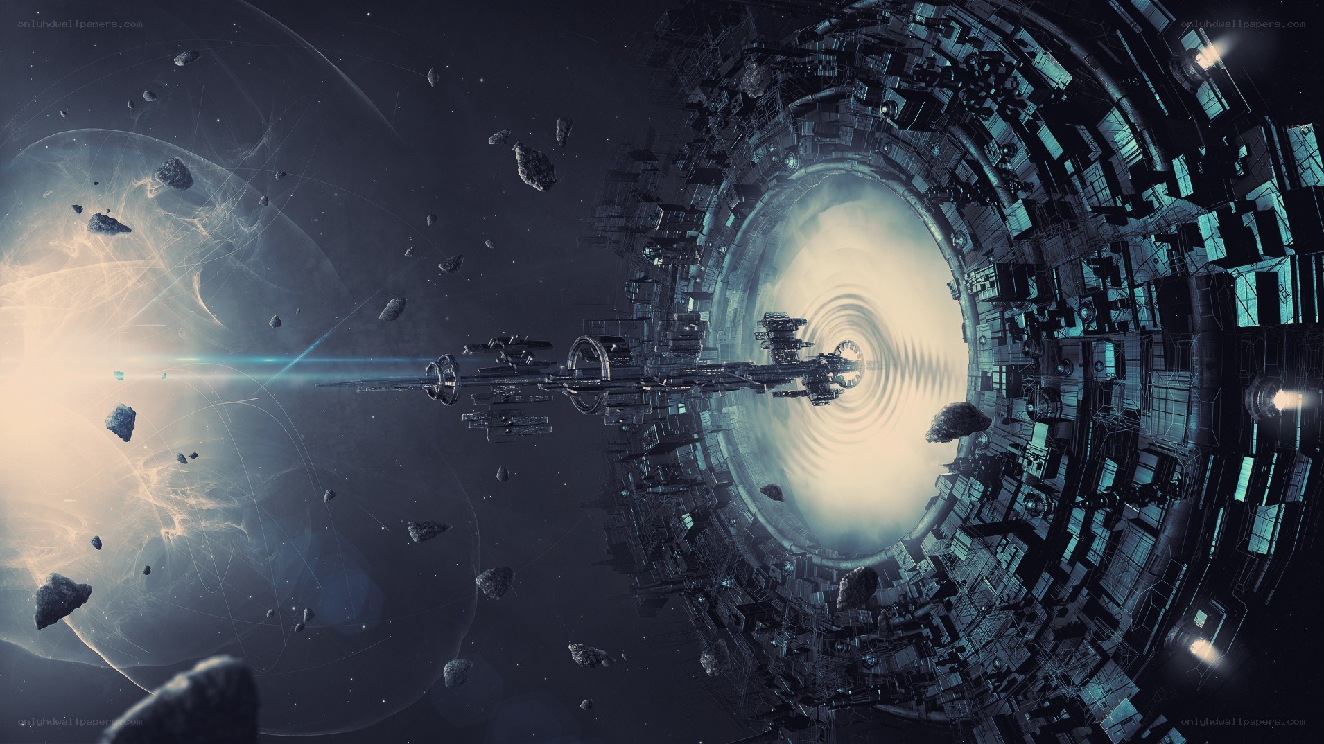space station near wormhole